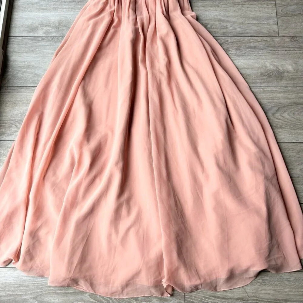 AZAZIE HARPER Flowy  Pleated Chiffon Floor-Length Dress Rosette - Picture 8 of 16